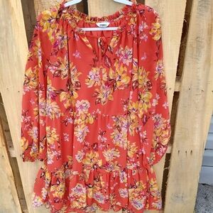 Studio Vibrant Red and Yellow Floral Blouse